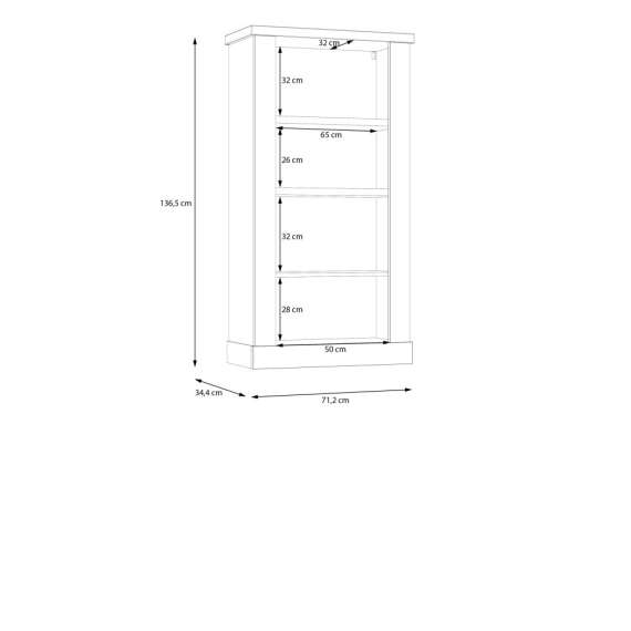 Vitrineskap DURO 71x136 cm - vegghengt - eik cabezone - eik riviera
