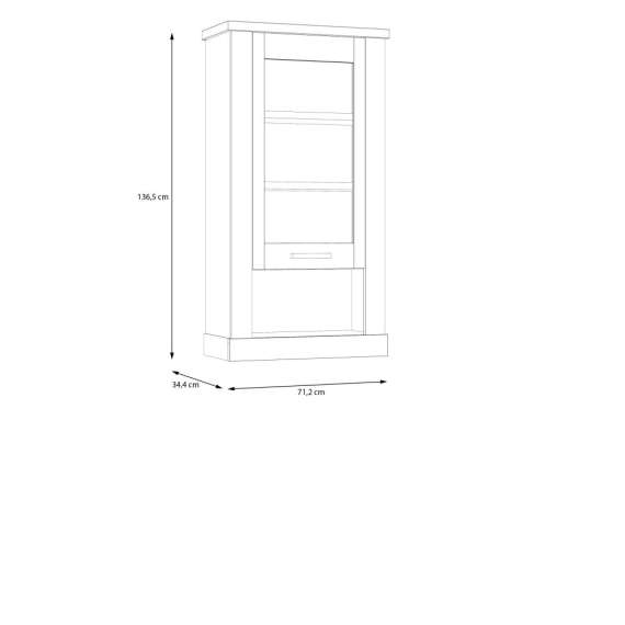 Vitrineskap DURO 71x136 cm - vegghengt - eik cabezone - eik riviera