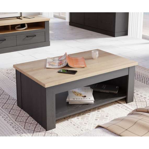 Sofabord DURO 110x65 cm - oppbevaringsplas - eik cabezone - eik riviera