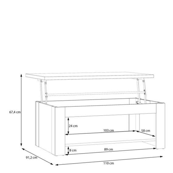 Sofabord DURO 110x65 cm - oppbevaringsplas - eik cabezone - eik riviera