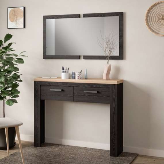 Konsollbord med speil DURO 115x176 cm - eik cabezone - eik riviera