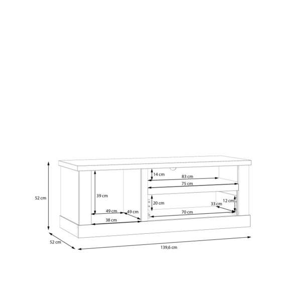 Tv-benk DURO 140x52 cm - 1 dør - 1 skuff - eik cabezone - eik riviera
