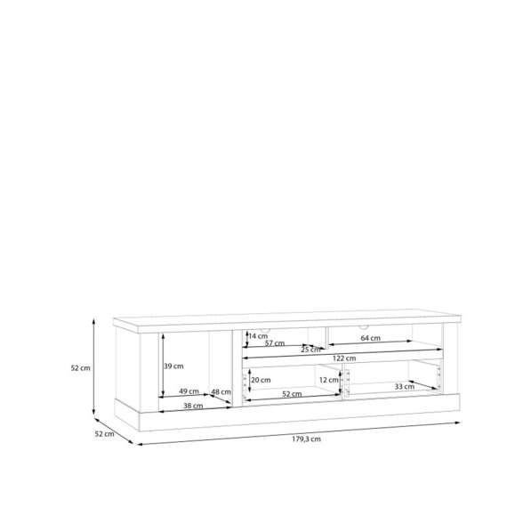 Tv-benk DURO 180x52 cm - 2 dører - 2 skuffer - eik cabezone - eik riviera