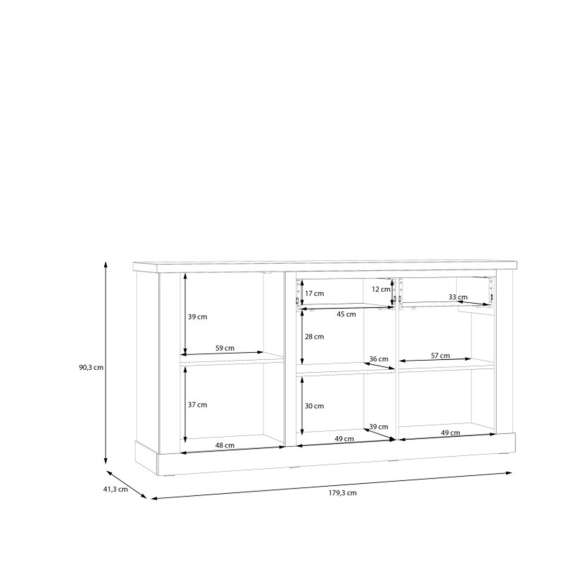 Skjenk DURO 174x90 cm - 3 dører - 2 skuffer - eik cabezone - eik riviera