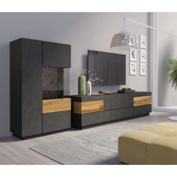 Vitrineskap Dover 80x139 cm - Mørk eik - Trelook