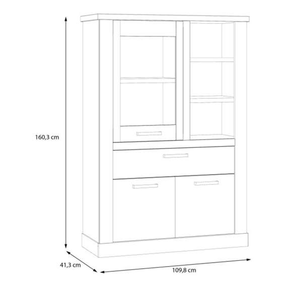 Vitrineskap DURO 110x160 cm - eik cabezone - eik riviera