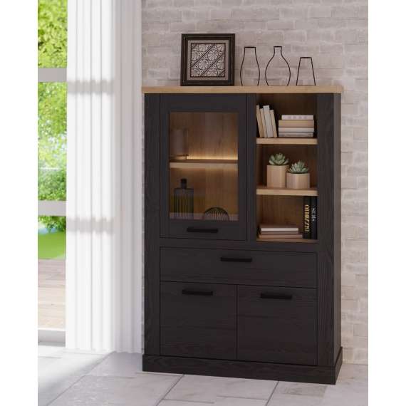 Vitrineskap DURO 110x160 cm - eik cabezone - eik riviera