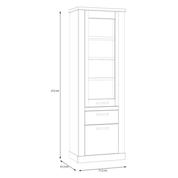 Vitrineskap DURO 71x212 cm  - eik cabezone - eik riviera