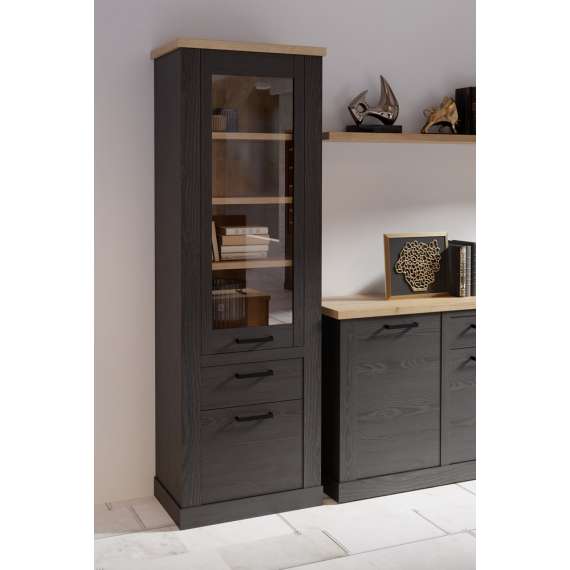 Vitrineskap DURO 71x212 cm  - eik cabezone - eik riviera