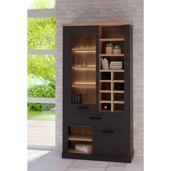 Vitrineskap DURO 110x212 cm  - eik cabezone - eik riviera