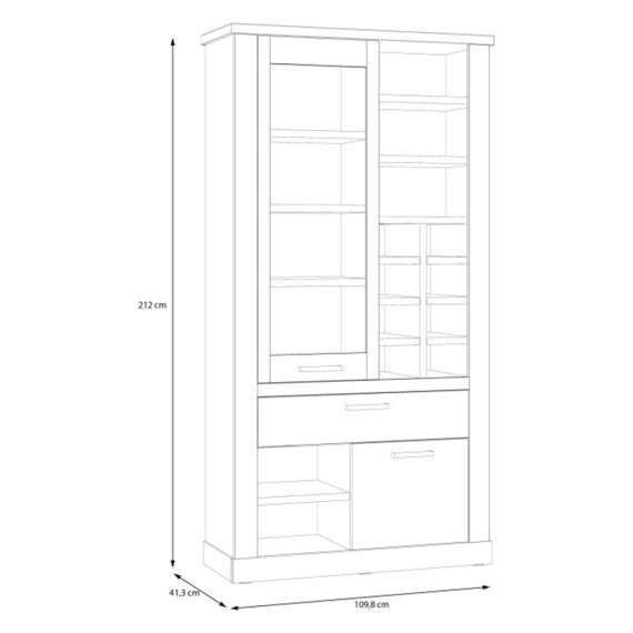 Vitrineskap DURO 110x212 cm  - eik cabezone - eik riviera