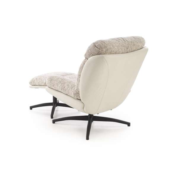 Lenestol KRONOS med fotskammel - stoff - imitert skinn