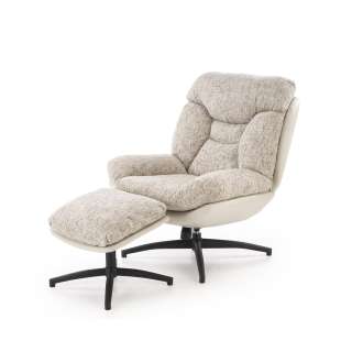 Lenestol KRONOS med fotskammel - stoff - imitert skinn