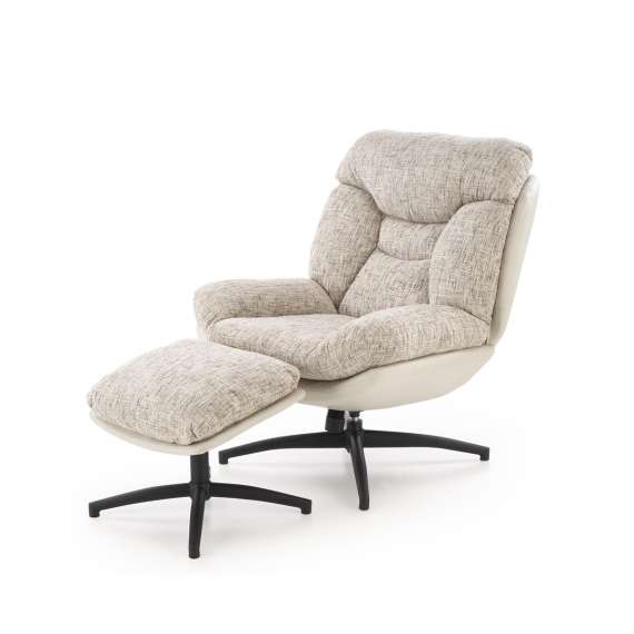 Lenestol KRONOS med fotskammel - stoff - imitert skinn