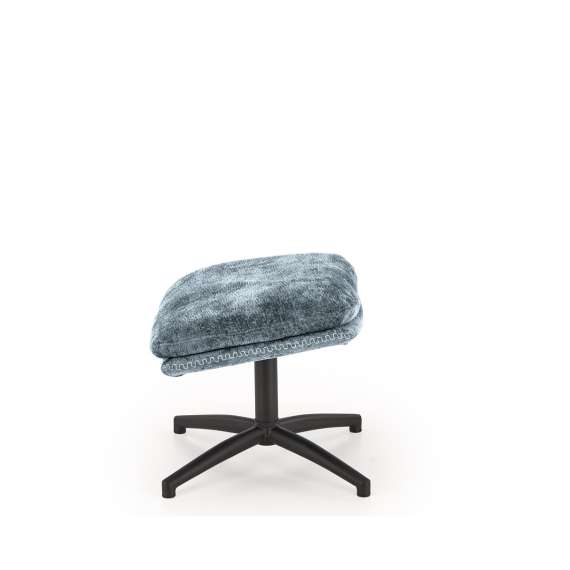 Lenestol DARIO med fotskammel - stoff - blå