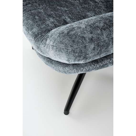 Lenestol DARIO med fotskammel - stoff - blå