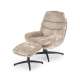 Lenestol DARIO med fotskammel - stoff - beige