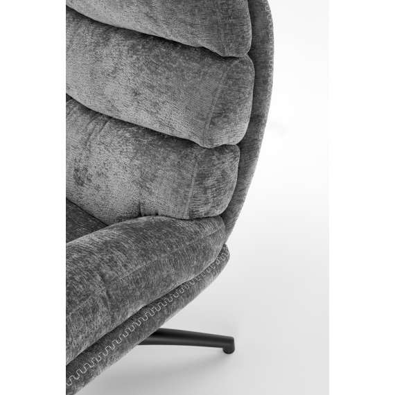 Lenestol DARIO med fotskammel - stoff - mørk grå