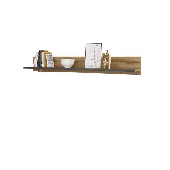 Vegghylle Cross 180x23 cm - eik - sort