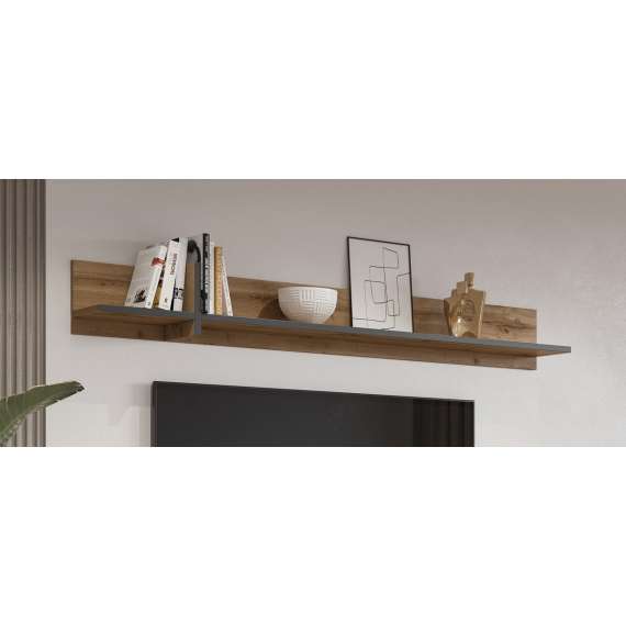 Vegghylle Cross 180x23 cm - eik - sort