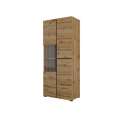 Vitrineskap Cross 79x183 cm - eik - sort - med belysning