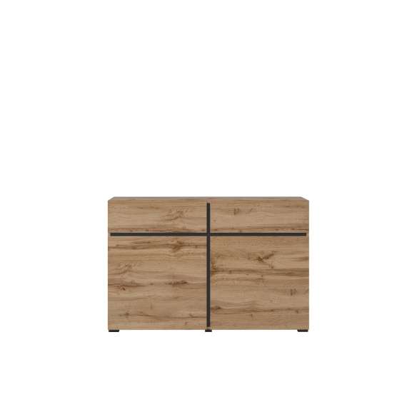 Skjenk Cross 119x78 cm - eik - sort - 2 dører - 2 skuffer