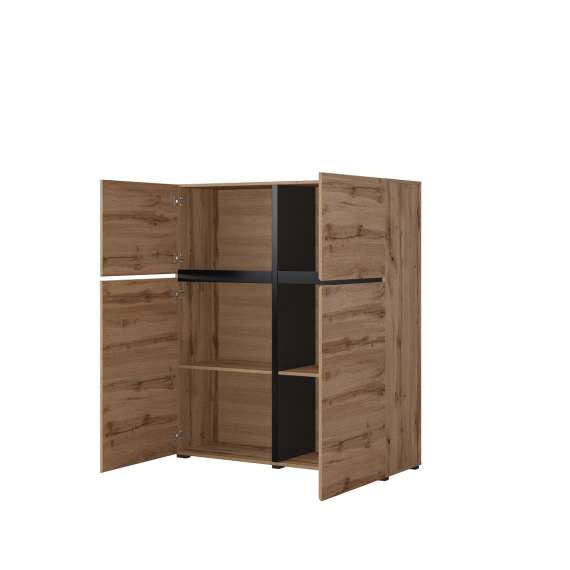 Skap Cross 119x139 cm - eik - sort - 2 dører