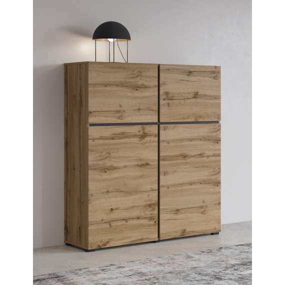 Skap Cross 119x139 cm - eik - sort - 2 dører