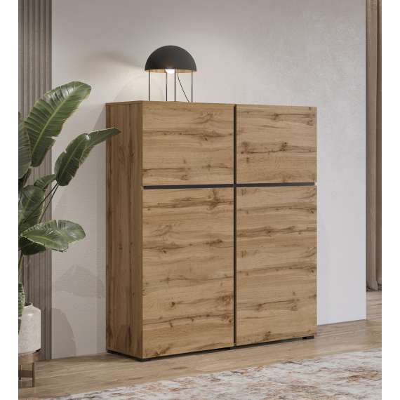 Skap Cross 119x139 cm - eik - sort - 2 dører