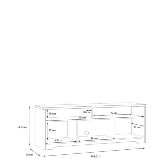 Tv-benk JOAKIDIS 150x55 cm - 2 dører - eik catania