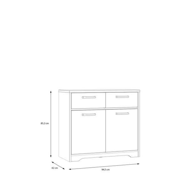 Skjenk JOAKIDIS 95x85 cm - 2 dører - 2 skuffer - eik catania