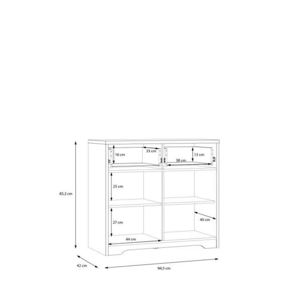 Skjenk JOAKIDIS 95x85 cm - 2 dører - 2 skuffer - eik catania
