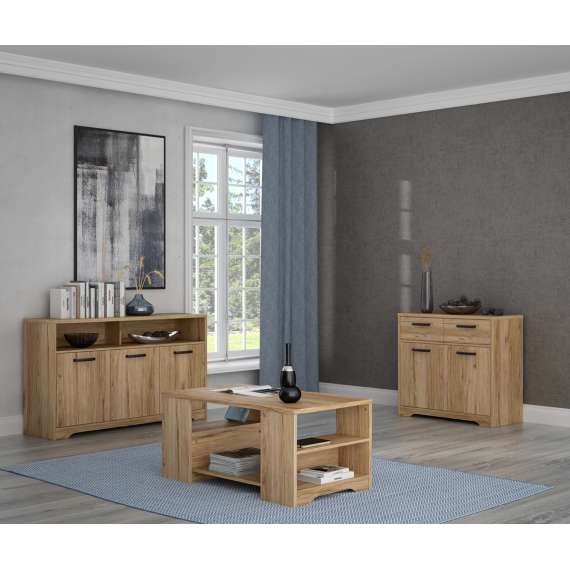 Skjenk JOAKIDIS 95x85 cm - 2 dører - 2 skuffer - eik catania