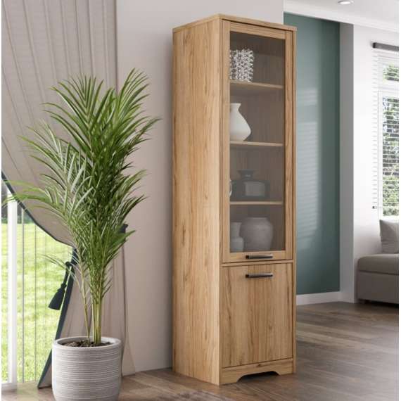 Vitrineskap JOAKIDIS 55x192 cm - 2 dører - eik catania