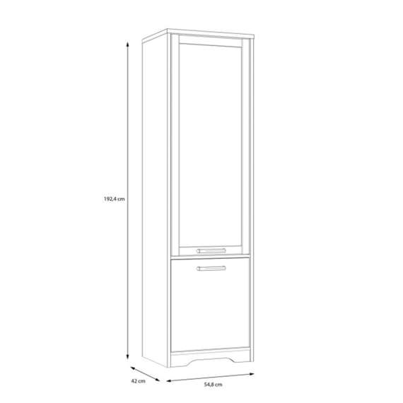 Vitrineskap JOAKIDIS 55x192 cm - 2 dører - eik catania