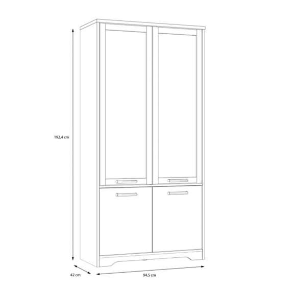 Vitrineskap JOAKIDIS 95x192 cm - 4 dører - eik catania