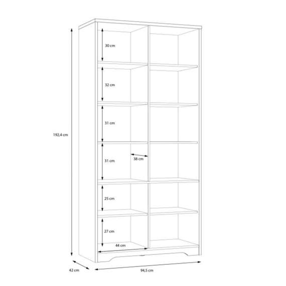 Vitrineskap JOAKIDIS 95x192 cm - 4 dører - eik catania