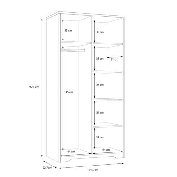 Garderobeskap JOAKIDIS 95x192 cm - 2 dører - eik catania