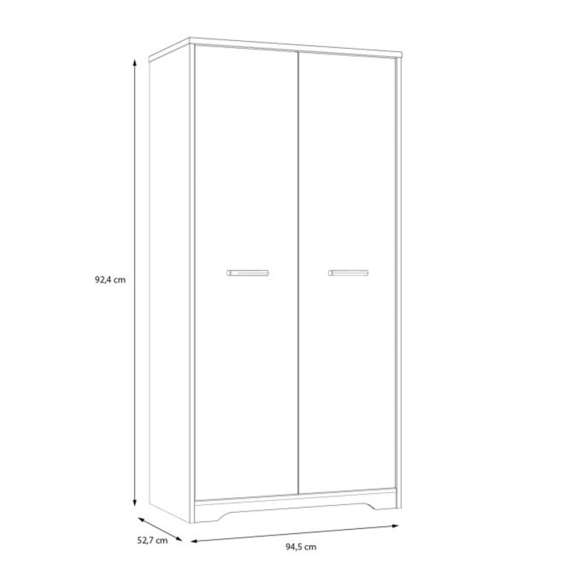 Garderobeskap JOAKIDIS 95x192 cm - 2 dører - eik catania