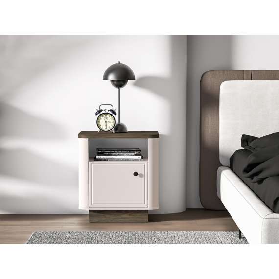Nattbord VILAVIO 50x55 cm - 1 dør -  eik windmill - cashmere - avrundede kanter