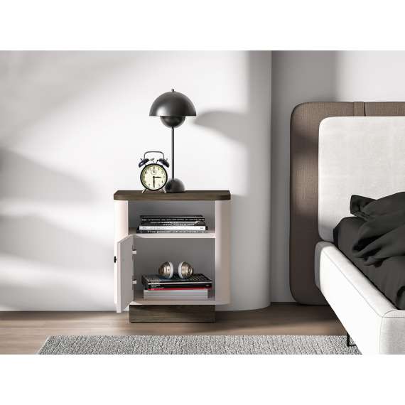 Nattbord VILAVIO 50x55 cm - 1 dør -  eik windmill - cashmere - avrundede kanter