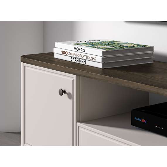 Tv-benk VILAVIO 160x50 cm - 1 skuff - 2 dører - eik windmill - cashmere - avrundede kanter