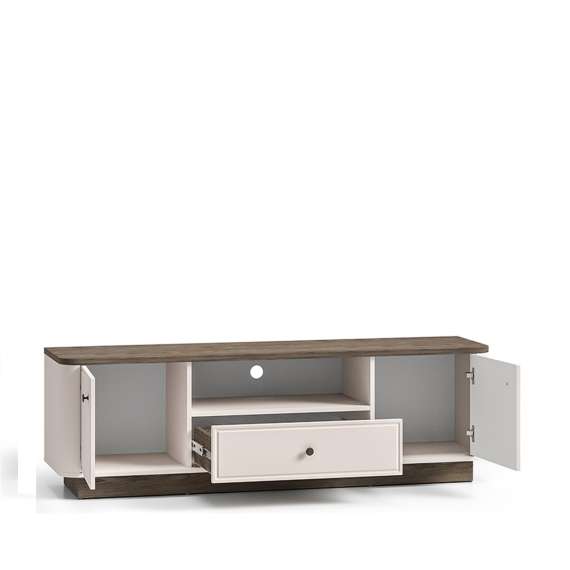 Tv-benk VILAVIO 160x50 cm - 1 skuff - 2 dører - eik windmill - cashmere - avrundede kanter