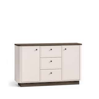 Skjenk VILAVIO 138x85 cm - 3 skuffer - 2 dører - eik windmill - cashmere - avrundede kanter