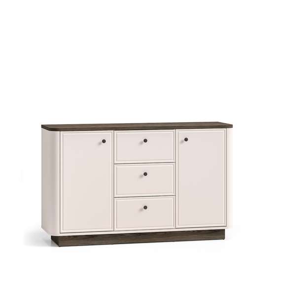 Skjenk VILAVIO 138x85 cm - 3 skuffer - 2 dører - eik windmill - cashmere - avrundede kanter