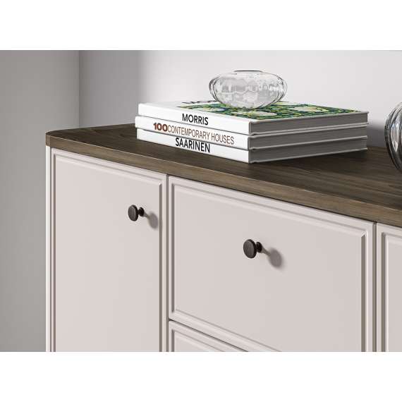 Skjenk VILAVIO 138x85 cm - 3 skuffer - 2 dører - eik windmill - cashmere - avrundede kanter