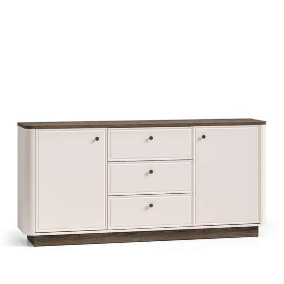 Skjenk VILAVIO 180x85 cm - 3 skuffer - 2 dører - eik windmill - cashmere - avrundede kanter