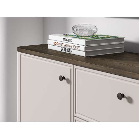 Skjenk VILAVIO 180x85 cm - 3 skuffer - 2 dører - eik windmill - cashmere - avrundede kanter