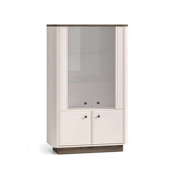 Vitrineskap VILAVIO 92x150 cm - 2 dører - eik windmill - cashmere - avrundede kanter