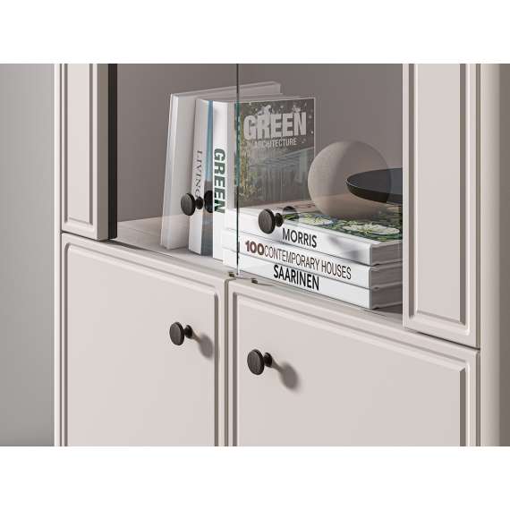 Vitrineskap VILAVIO 92x150 cm - 2 dører - eik windmill - cashmere - avrundede kanter